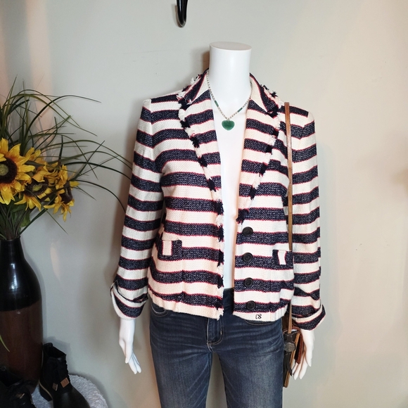 J. Crew Jackets & Blazers - J. Crew Navy and White Striped Blazer